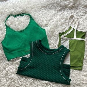 Bundle! Green and White Tank Tops Set